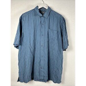 REI Mens Blue Striped Button Up Short Sleeve Shirt Size XL Pocket Casual Outdoor